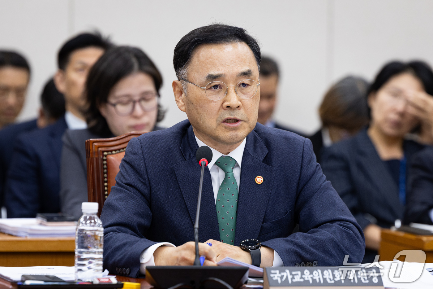 (서울=뉴스1) 유승관 기자 = 차정인 국가교육위원회 위원장이 7일 서울 여의도 국회에서 열린 교육위원회의 교육부 등에 대한 국정감사에 출석해 의원 질의에 답하고 있다. 2026. …