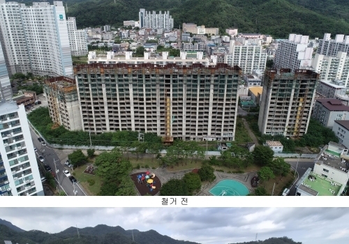 '20년 방치 흉물' 칠곡 북삼JK아파트 철거 완료…공용주차장 변신