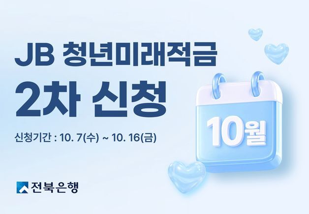 전북은행, 최고 연 7% 'JB 청년미래적금' 2차 가입 신청 접수