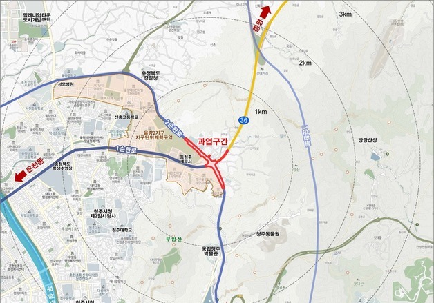 LH, 청주 율량2상리고가차도 2단계 공사…임시 도로 전환