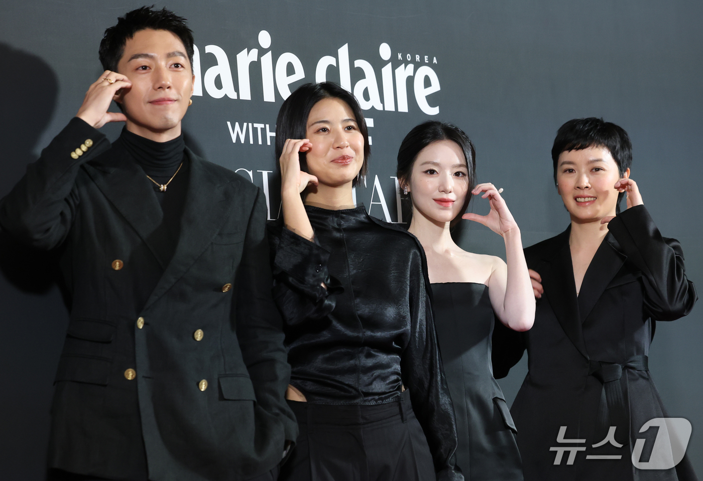 (부산=뉴스1) 권현진 기자 = 배우 채범희(왼쪽부터)와 진선, 슈화, 펑이 피오나 롼 감독이 7일 부산 해운대구 중동 파라다이스 호텔에서 열린 ‘2026 마리끌레르 아시아스타어워 …