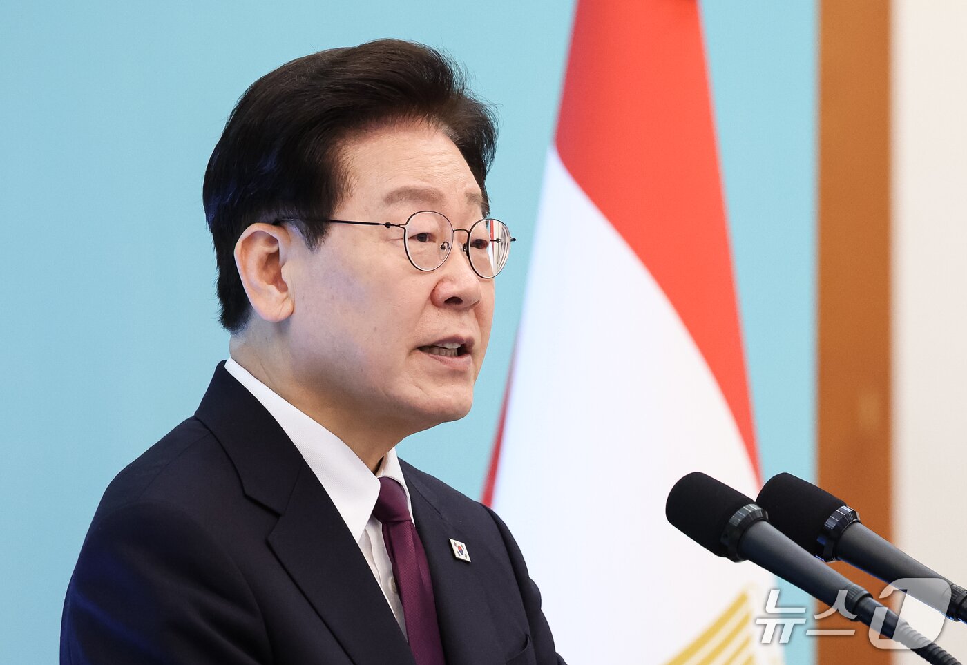 본문 이미지 - 이재명 대통령이 8일 청와대에서 열린 한·이집트 공동언론발표에서 발언을 하고 있다. 2026.10.8 ⓒ 뉴스1 허경 기자