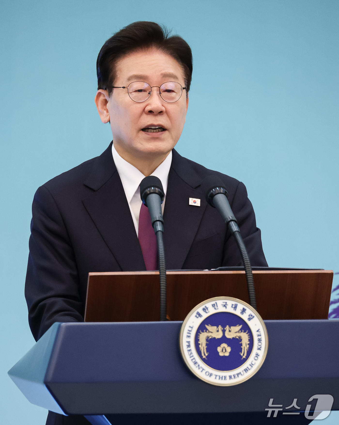 (서울=뉴스1) 허경 기자 = 이재명 대통령이 8일 청와대에서 열린 한·이집트 공동언론발표에서 발언을 하고 있다. 2026.10.8/뉴스1