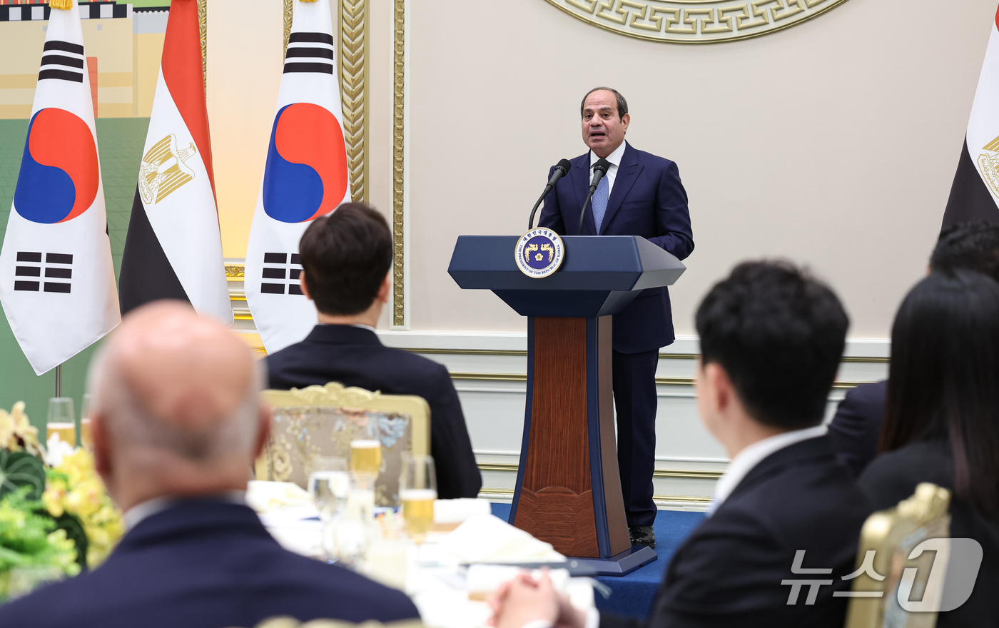 (서울=뉴스1) 허경 기자 = 압델파타 알시시 이집트 대통령이 8일 청와대에서 열린 국빈 오찬에서 발언을 하고 있다. 2026.10.8/뉴스1