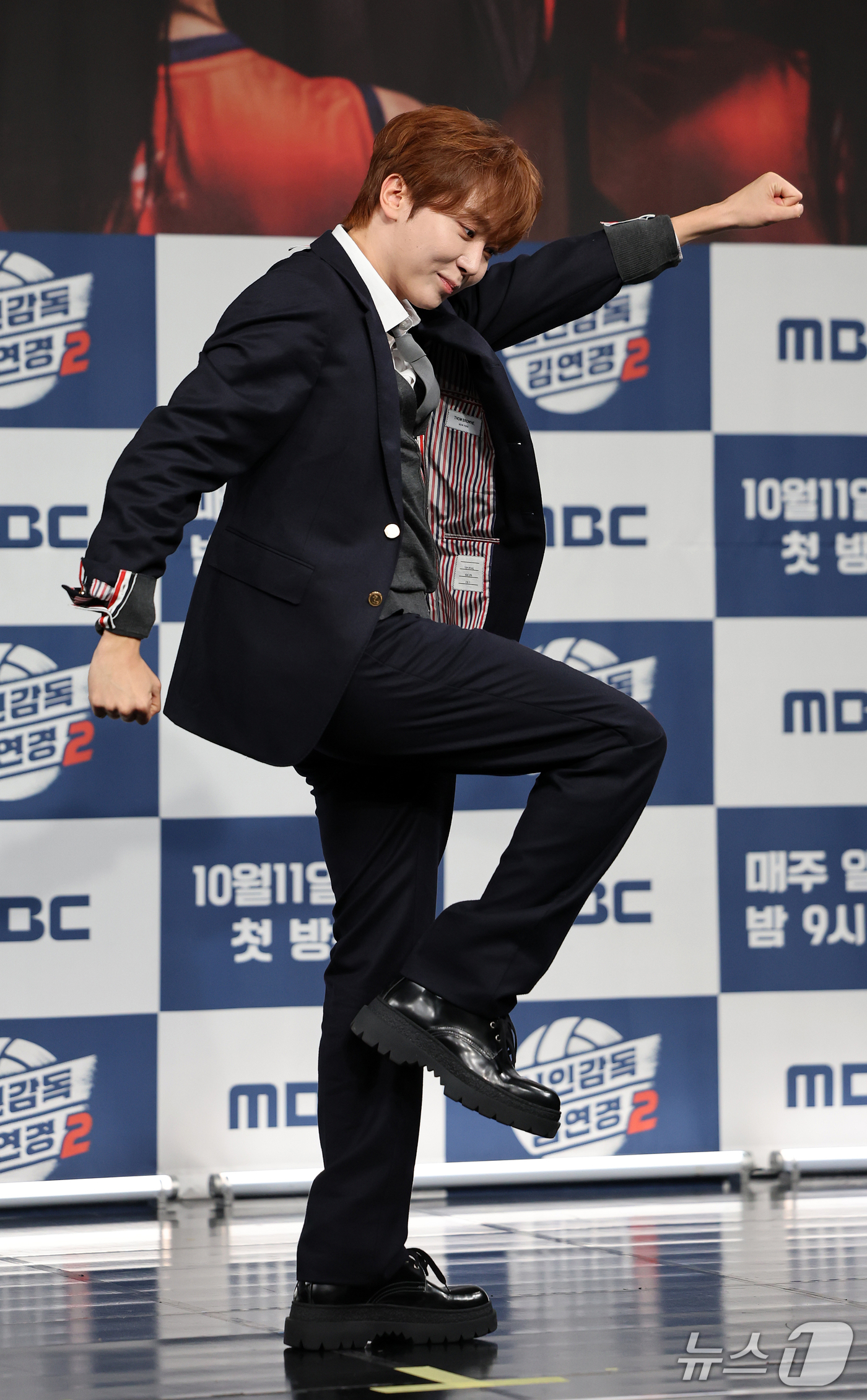 (서울=뉴스1) 김진환 기자 = 세븐틴 부승관이 8일 오후 서울 마포구 상암동 MBC 골든마우스홀에서 열린 MBC 새 예능 '신인감독 김연경2' 제작발표회에 참석해 포즈를 취하고 …