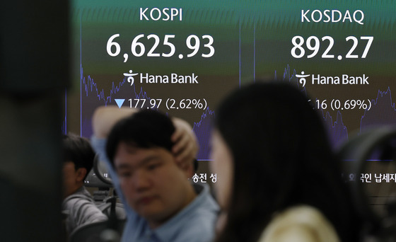 삼전 '107조 실적' 역부족…코스피 2.6% 급락 6620선 마감[시황종합]