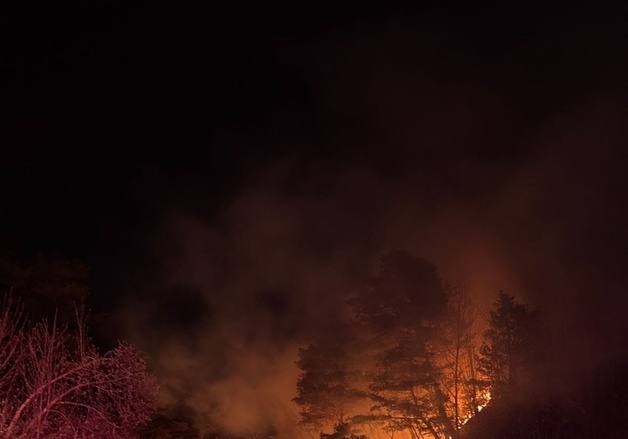 동해 달방동 산불 발생…헬기 못 띄워 지상 진화 중
