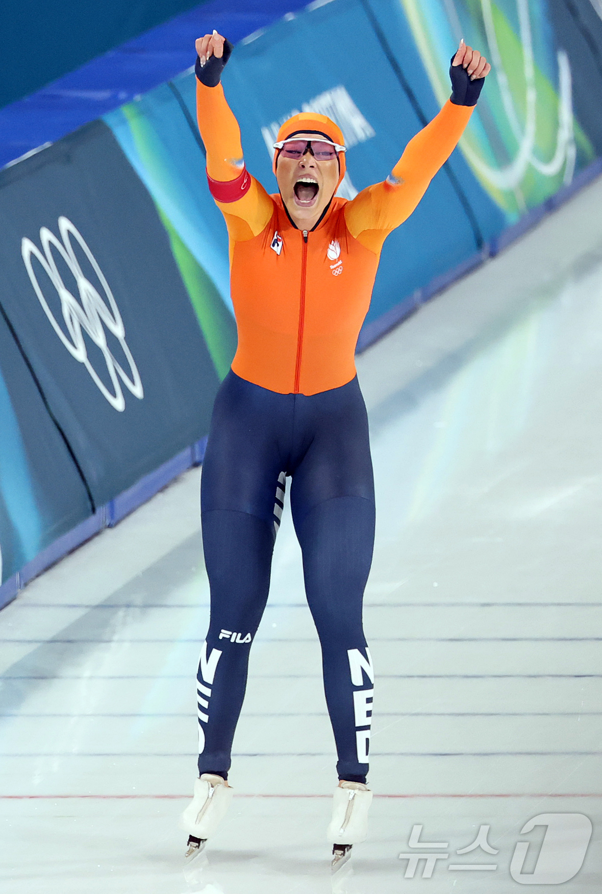 (밀라노=뉴스1) 김진환 기자 = 네덜란드 스피드스케이팅 유타 레이르담이 9일(현지시간) 이탈리아 밀라노 스피드스케이팅 스타디움에서 열린 여자 1000m에 출전해 1분12초31로 …