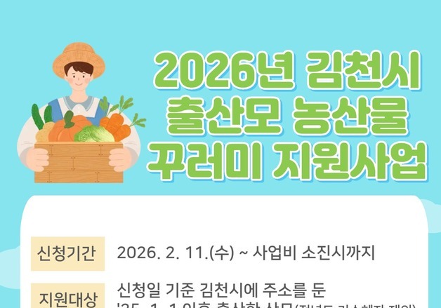 김천시, 출산모 400명에 '김천팜앤장터' 48만원 포인트 지원