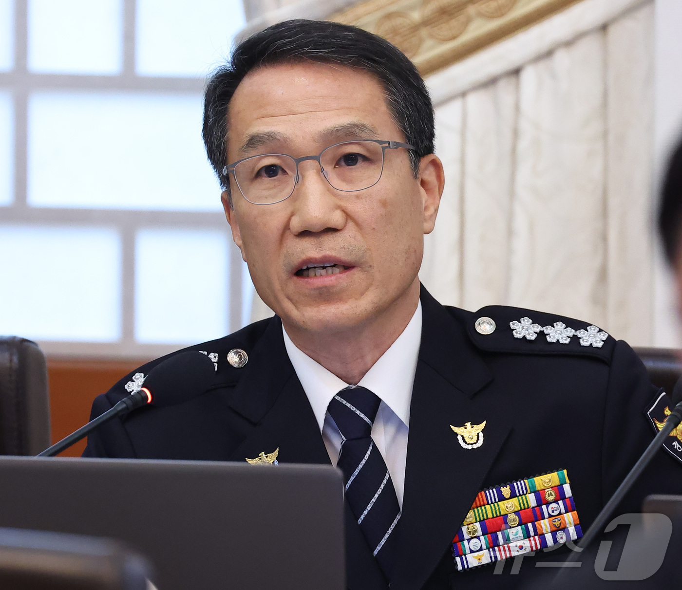 (서울=뉴스1) 허경 기자 = 유재성 경찰청장 직무대행이 10일 청와대에서 열린 국무회의에서 발언을 하고 있다. 2026.2.10/뉴스1