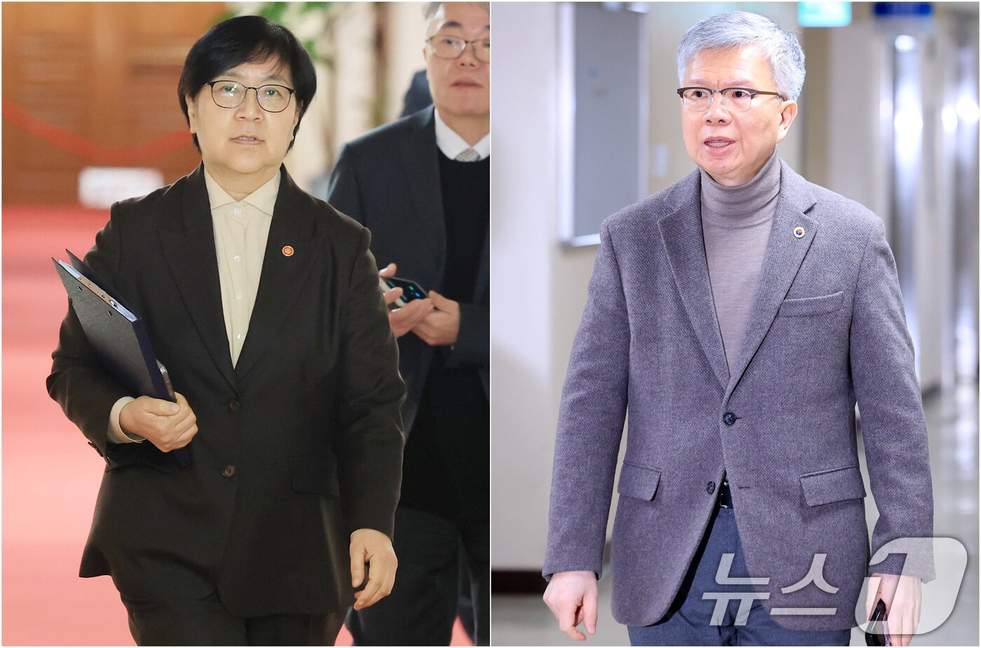 본문 이미지 - 정은경 보건복지부 장관(왼쪽)과 김택우 대한의사협회장이 10일 서울 종로구 정부서울청사에서 열린 제7차 보건의료정책심의위원회 회의에 참석하고 있다. 2026.2.10 ⓒ 뉴스1 임세영 기자