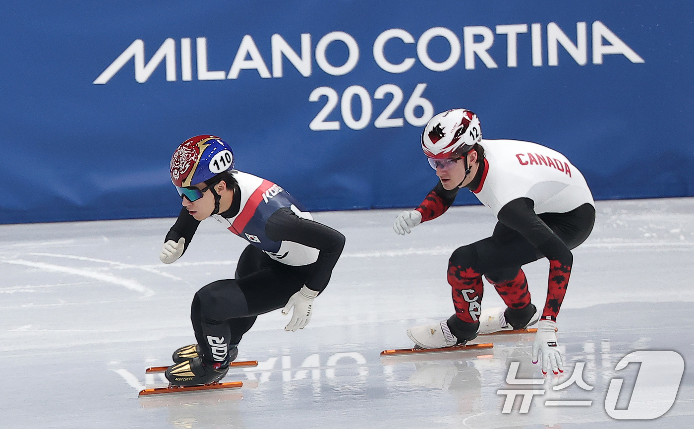 (밀라노=뉴스1) 김성진 기자 = 쇼트트랙 대표팀 황대헌이 10일(현지시간) 이탈리아 밀라노 아이스 스케이팅 아레나에서 열린 2026 밀라노·코르티나담페초 동계올림픽 쇼트트랙 남자 …