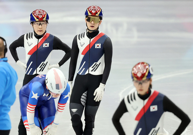 '혼성 계주 6위' 아쉬워하는 쇼트트랙 대표팀