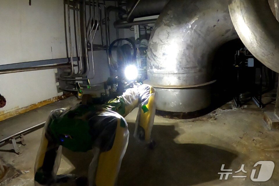 본문 이미지 - 현대차그룹 계열사 보스턴다이나믹스의 4족 보행 로봇 '스팟(Spot)'이 셀라필드 현장을 순찰하는 모습(셀라필드 제공)