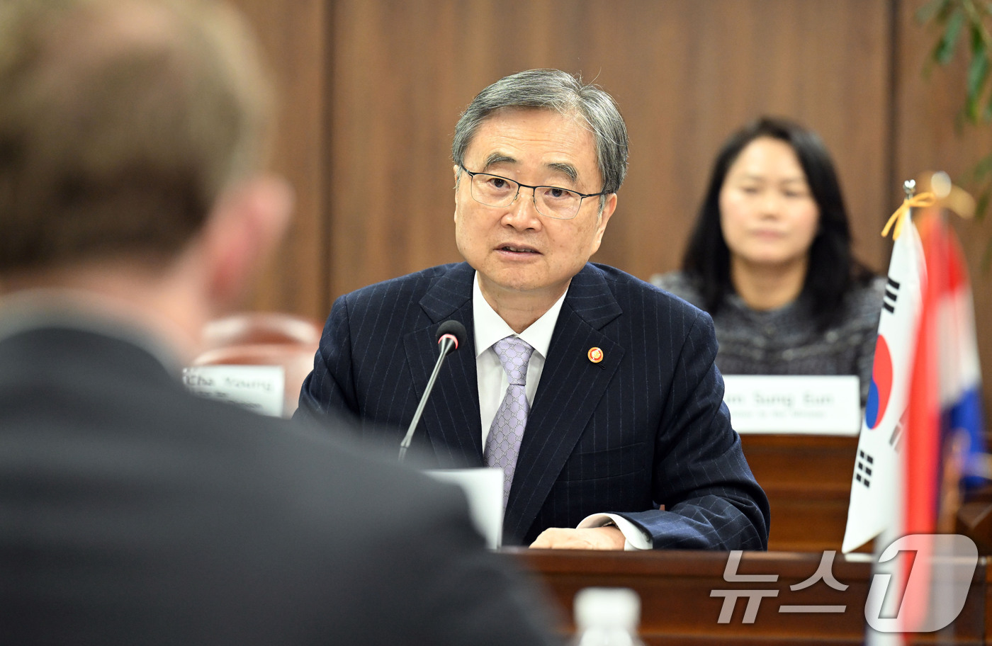 (서울=뉴스1) 임세영 기자 = 조현 외교부 장관이 11일 오전 서울 종로구 정부서울청사에서 '한-네덜란드 외교산업 2+2 회의'에서 발언하고 있다. (공동취재) 2026.2.11 …