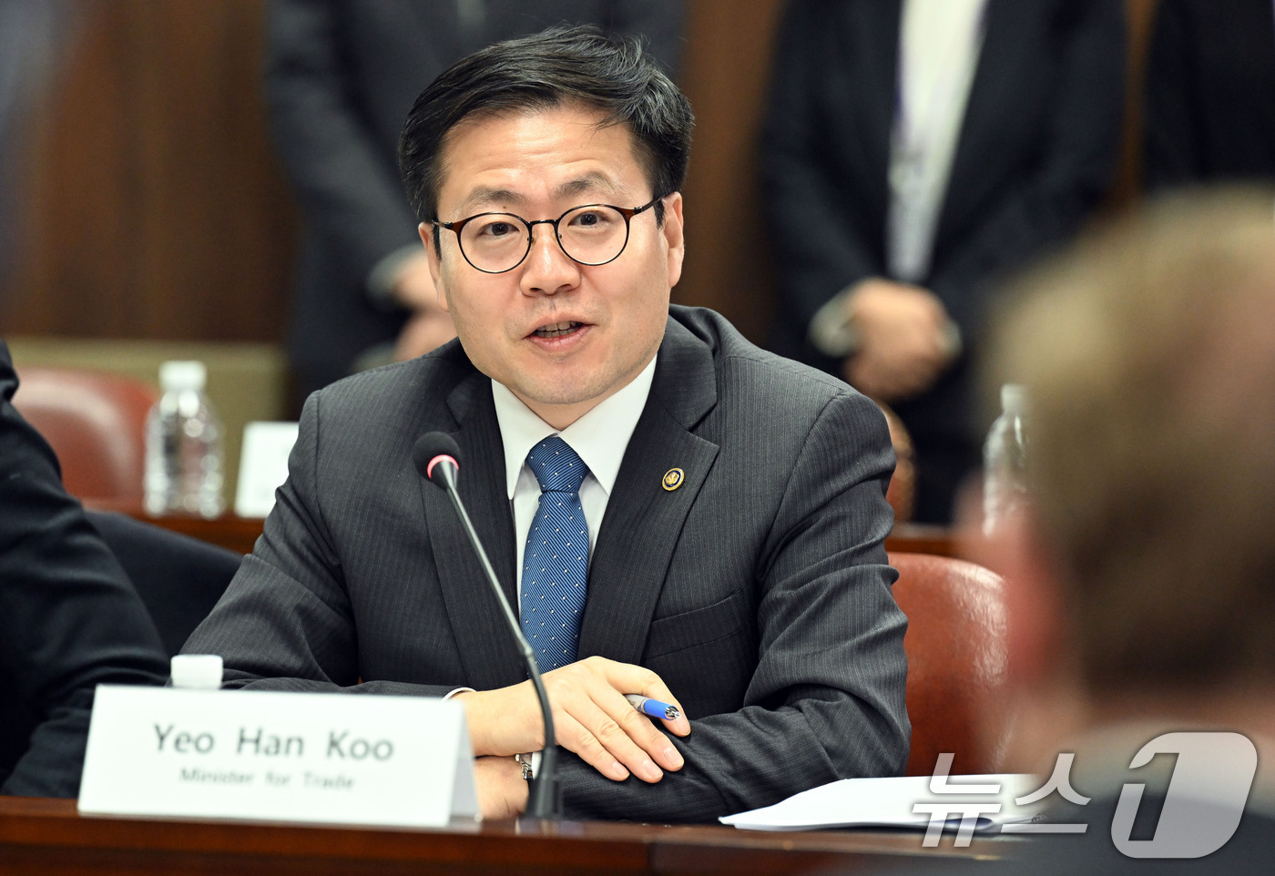 (서울=뉴스1) 임세영 기자 = 여한구 산업통상교섭본부장이 11일 오전 서울 종로구 정부서울청사에서 '한-네덜란드 외교산업 2+2 회의'에서 발언하고 있다. (공동취재) 2026. …