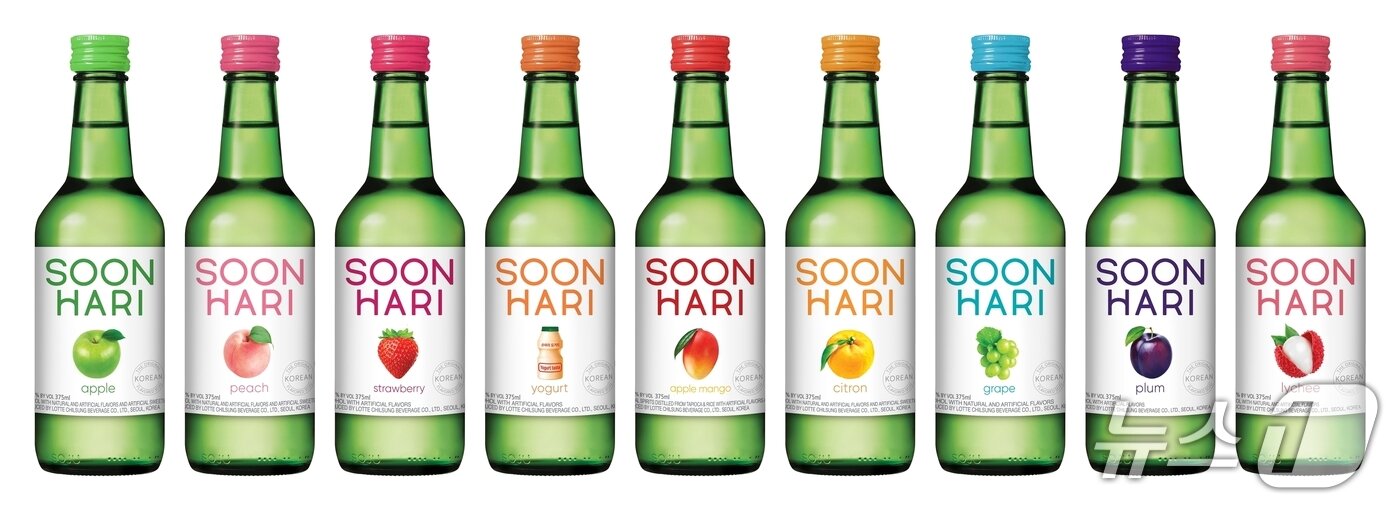 본문 이미지 - 과일소주 '순하리' 9종 제품 사진.(롯데칠성음료 제공)