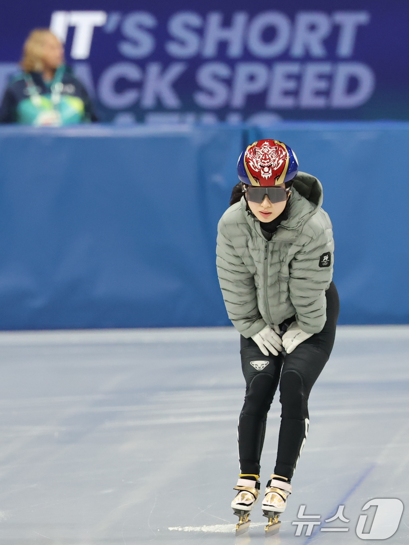 (밀라노=뉴스1) 김진환 기자 = 쇼트트랙 대표팀 김길리가 11일(현지시간) 이탈리아 밀라노 아이스 스케이팅 아레나에서 공식 훈련을 하고 있다. 2026.2.11/뉴스1