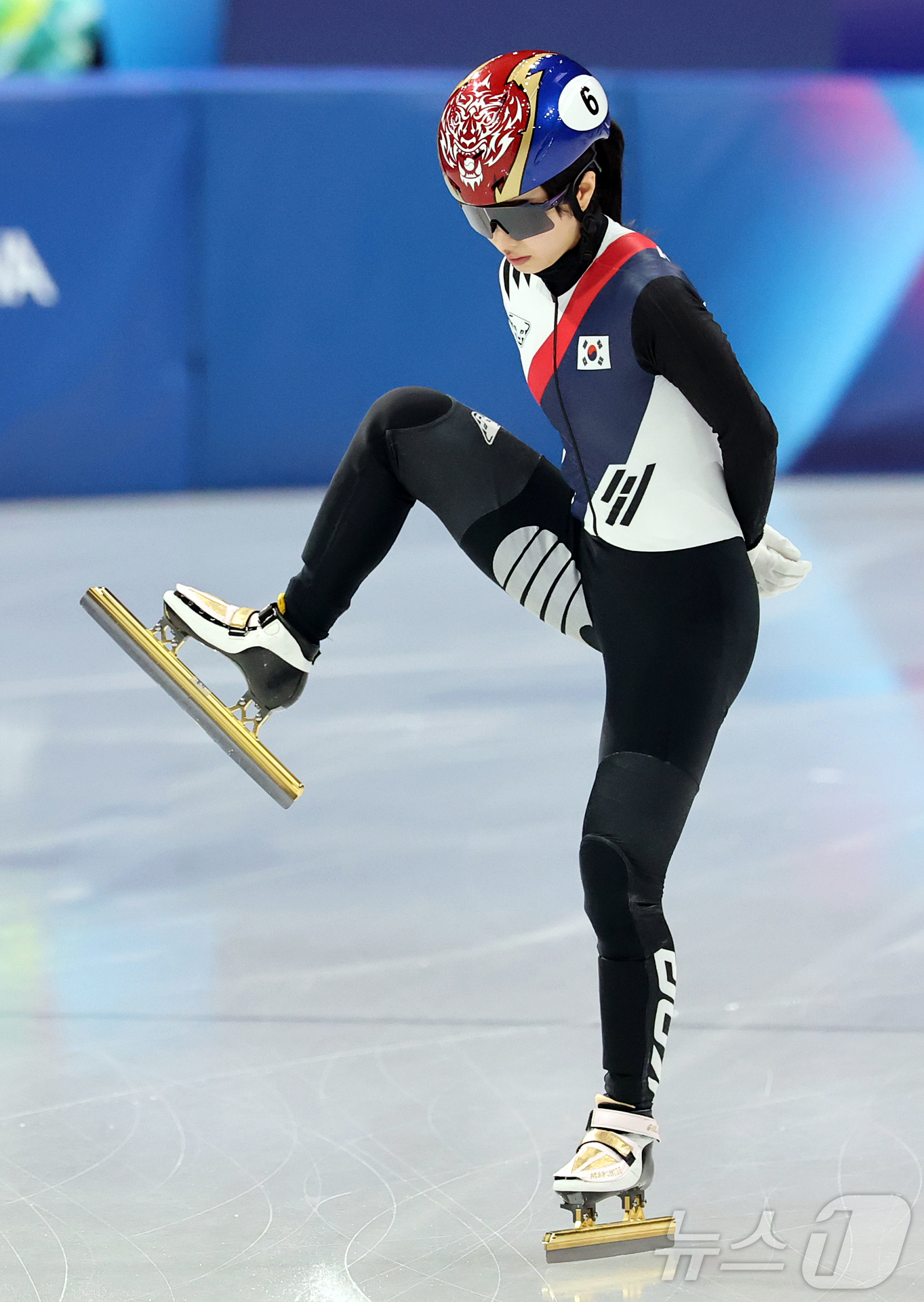 (밀라노=뉴스1) 김진환 기자 = 쇼트트랙 대표팀 김길리가 11일(현지시간) 이탈리아 밀라노 아이스 스케이팅 아레나에서 공식 훈련을 하고 있다. 2026.2.11/뉴스1
