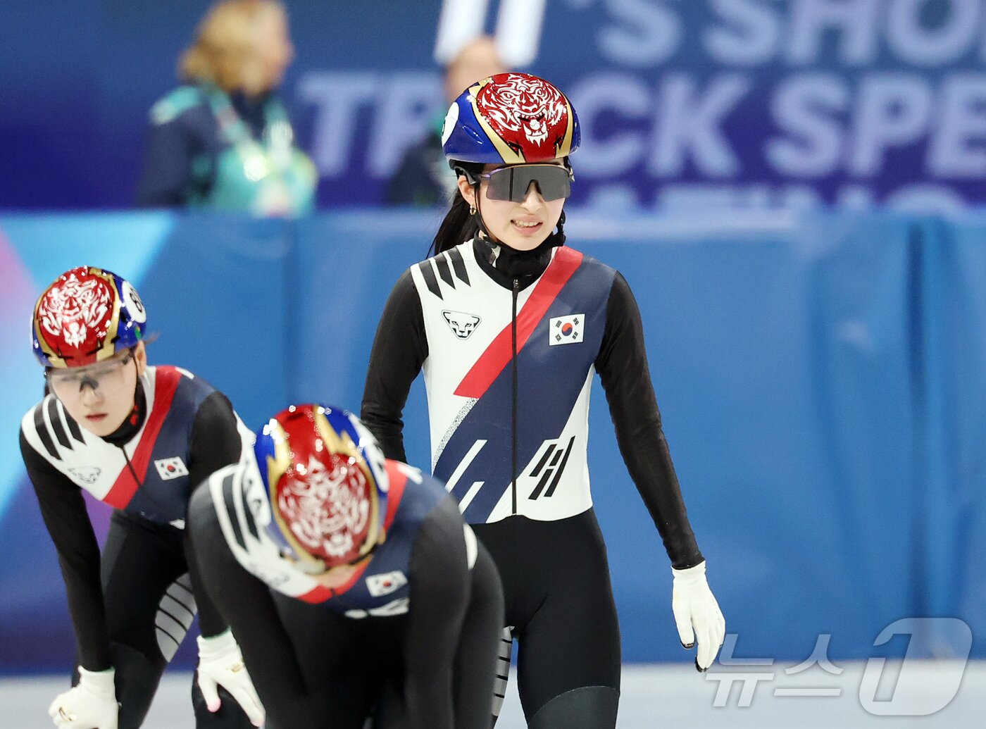 본문 이미지 - 쇼트트랙 대표팀 김길리를 비롯한 선수들이 11일(현지시간) 이탈리아 밀라노 아이스 스케이팅 아레나에서 공식 훈련을 하고 있다. 2026.2.11 ⓒ 뉴스1 김진환 기자