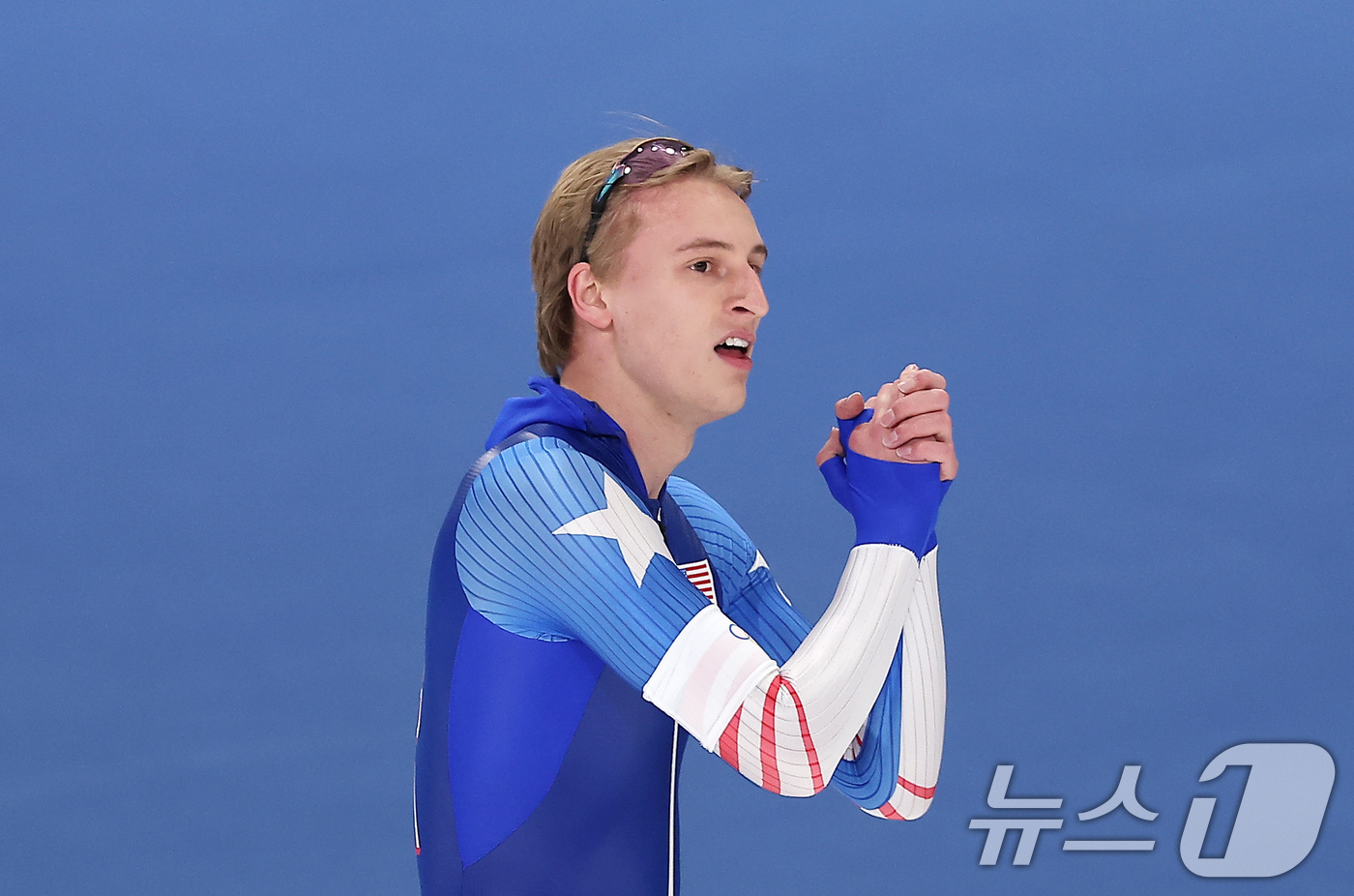 (밀라노=뉴스1) 김성진 기자 = 미국 스피드스케이팅 조던 스톨츠가 11일(현지시간) 이탈리아 밀라노 스피드스케이팅 스타디움에서 열린 2026 밀라노·코르티나담페초 동계올림픽 스피 …