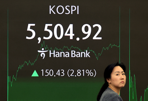 장중 5,500 돌파한 코스피
