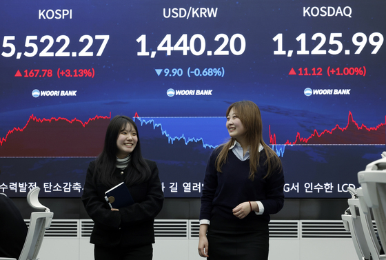 날개 단 코스피, 5500선 돌파 마감