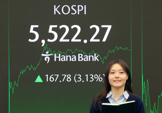 역대 최고치 마감···'코스피 5500 돌파'