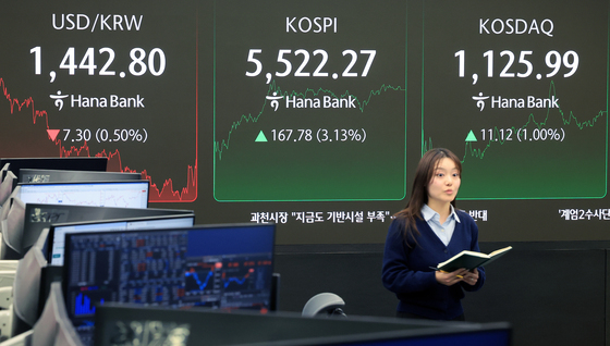 코스피 역대 최고치 '5500선'돌파 마감