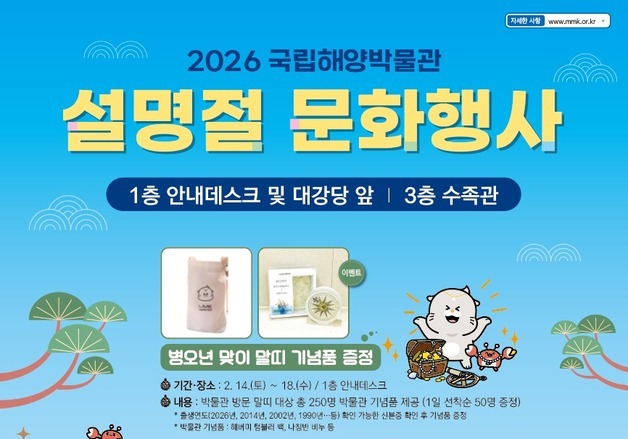 국립해양박물관, 설 맞아 기념품 증정·피딩쇼 등 문화행사 '풍성'