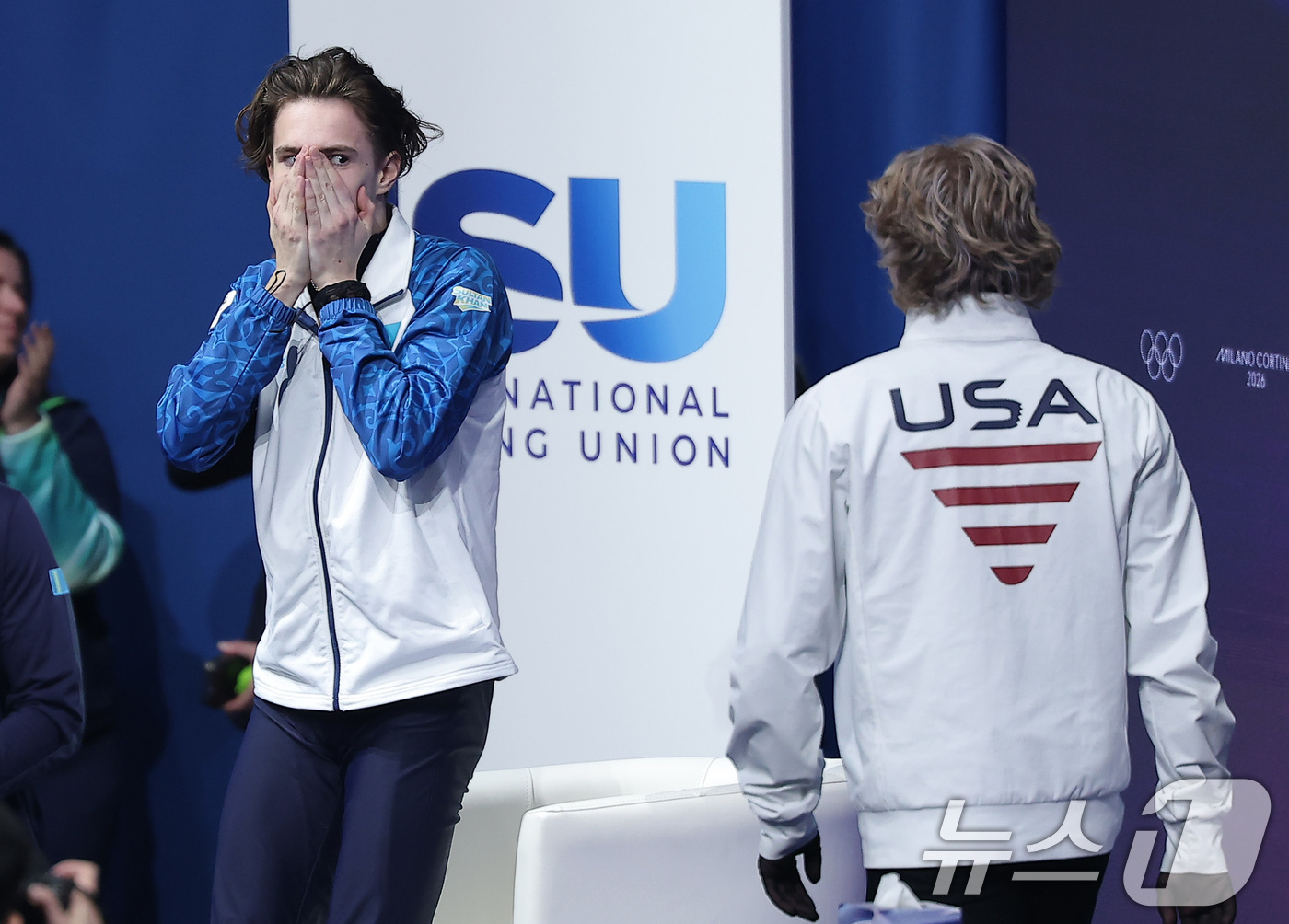 (밀라노=뉴스1) 김성진 기자 = 카자흐스탄 피겨선수 미하일 샤이도로프가 13일(현지시간) 이탈리아 밀라노 아이스 스케이팅 아레나에서 열린 2026 밀라노·코르티나담페초 동계올림픽 …