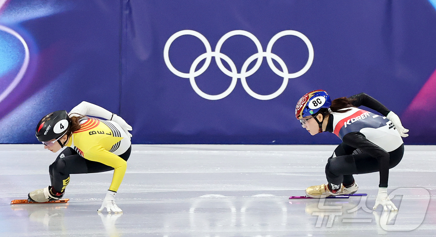 (밀라노=뉴스1) 김진환 기자 = 쇼트트랙 노도희가 14일(현지시간) 이탈리아 밀라노 아이스 스케이팅 아레나에서 열린 2026 밀라노·코르티나담페초 동계올림픽 쇼트트랙 여자 100 …