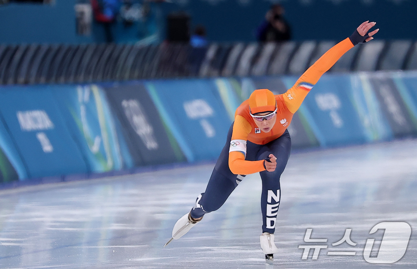 (밀라노=뉴스1) 김성진 기자 = 네덜란드 스피드스케이팅 유타 레이르담이 15일(현지시간) 이탈리아 밀라노 스피드스케이팅 스타디움 열린 2026 밀라노·코르티나담페초 동계올림픽 스 …