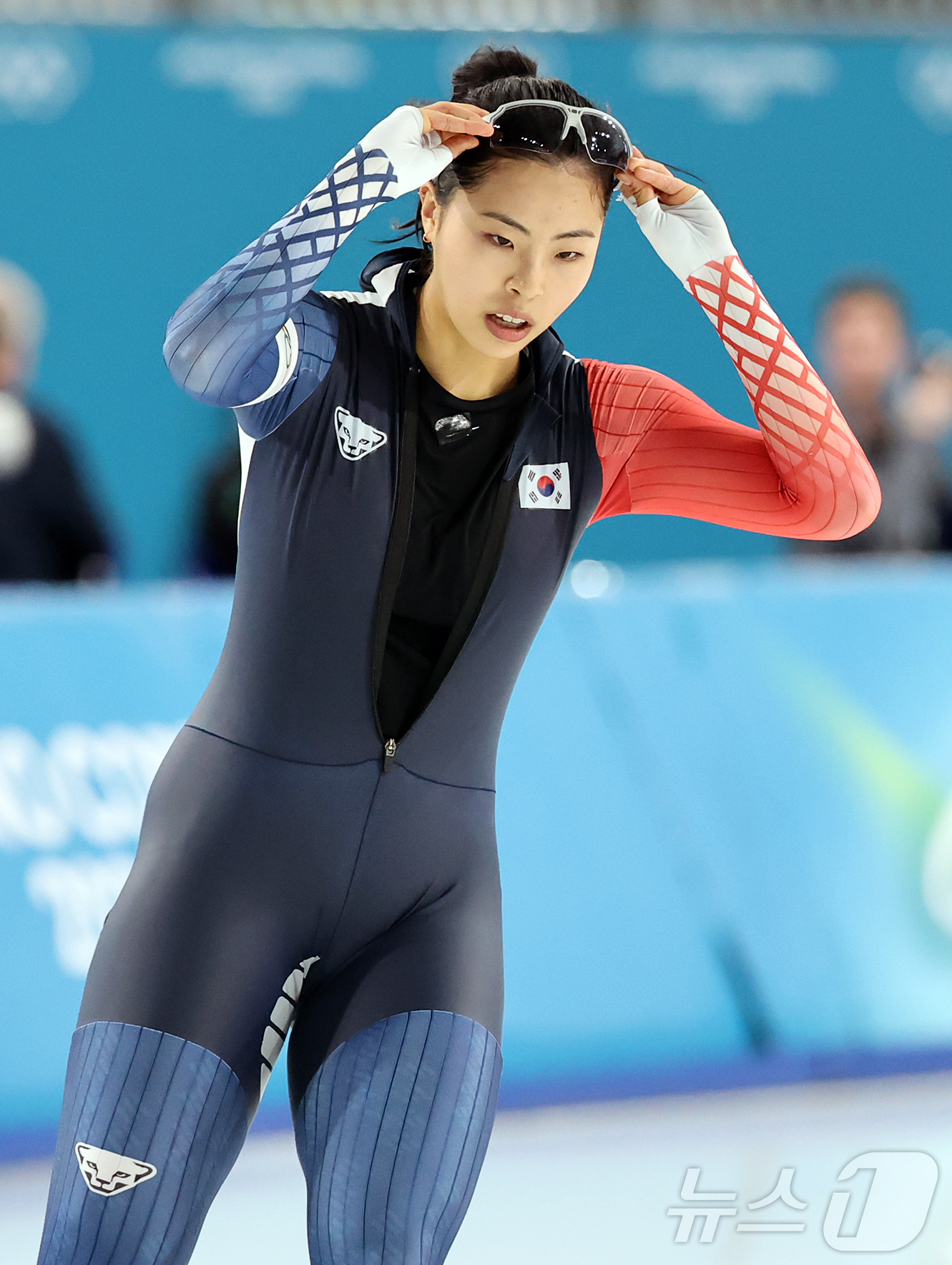 (밀라노=뉴스1) 김진환 기자 = 스피드스케이팅 이나현이 15일(현지시간) 이탈리아 밀라노 스피드스케이팅 스타디움 열린 2026 밀라노·코르티나담페초 동계올림픽 스피드스케이팅 여자 …