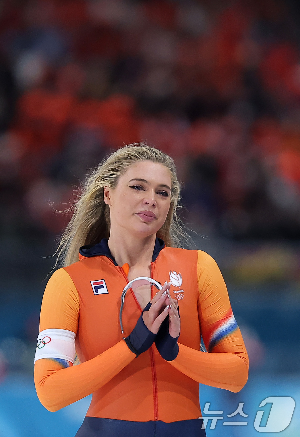 (밀라노=뉴스1) 김성진 기자 = 네덜란드 스피드스케이팅 유타 레이르담이 15일(현지시간) 이탈리아 밀라노 스피드스케이팅 스타디움 열린 2026 밀라노·코르티나담페초 동계올림픽 스 …