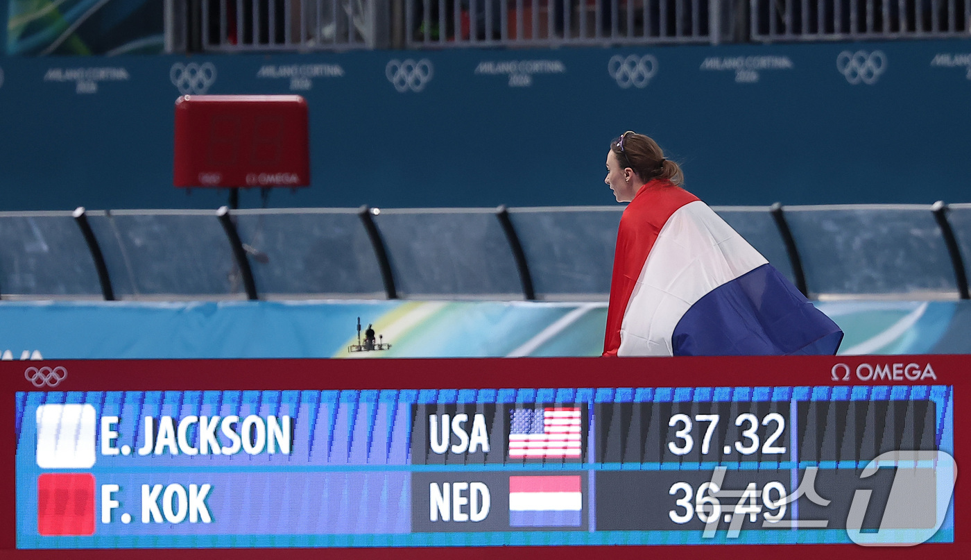 (밀라노=뉴스1) 김성진 기자 = 네덜란드 스피드스케이팅 펨케 콕이 15일(현지시간) 이탈리아 밀라노 스피드스케이팅 스타디움 열린 2026 밀라노·코르티나담페초 동계올림픽 스피드스 …