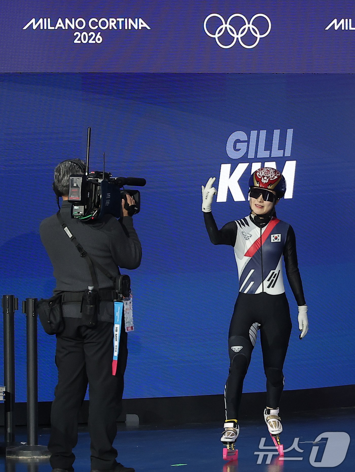 (밀라노=뉴스1) 김성진 기자 = 쇼트트랙 김길리가 16일(현지시간) 이탈리아 밀라노 아이스스케이팅 아레나에서 열린 2026 밀라노·코르티나담페초 동계올림픽 쇼트트랙 여자 1000 …