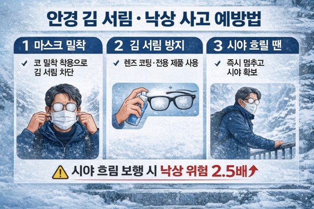 겨울철 '안경 김 서림'에 10m 추락…낙상 주의보
