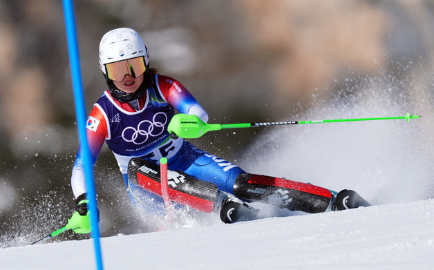 알파인스키 김소희·박서윤, 회전 1차 시기 완주 실패 '탈락'[올림픽]