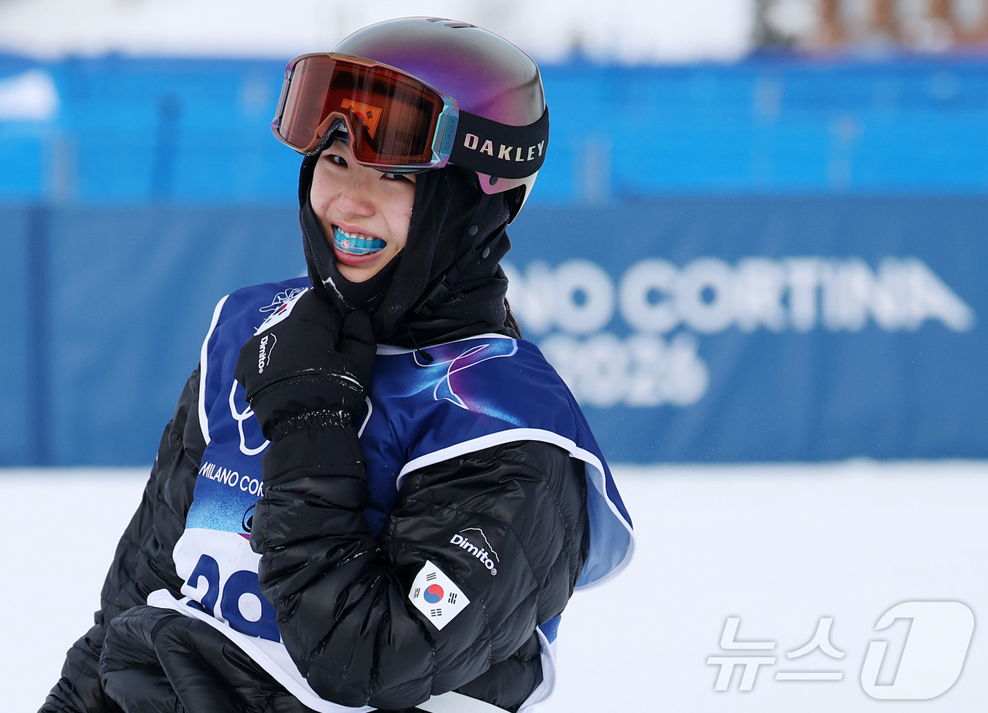 (밀라노=뉴스1) 김진환 기자 = 스노보드 유승은이 18일(현지시간) 이탈리아 리비뇨 스노파크에서 열린 2026 밀라노·코르티나담페초 동계올림픽 스노보드 여자 슬로프스타일 3차 결 …