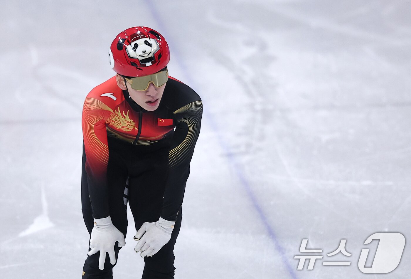 본문 이미지 - 중국 쇼트트랙 린샤오쥔(한국명 임효준)이 18일(현지시간) 이탈리아 밀라노 아이스스케이팅 아레나에서 열린 2026 밀라노·코르티나담페초 동계올림픽 쇼트트랙 남자 500m 준준결승에서 조4위로 결승선을 통과하며 준결승 진출에 실패한 후 아쉬워하고 있다. 2026.2.19 ⓒ 뉴스1 김성진 기자