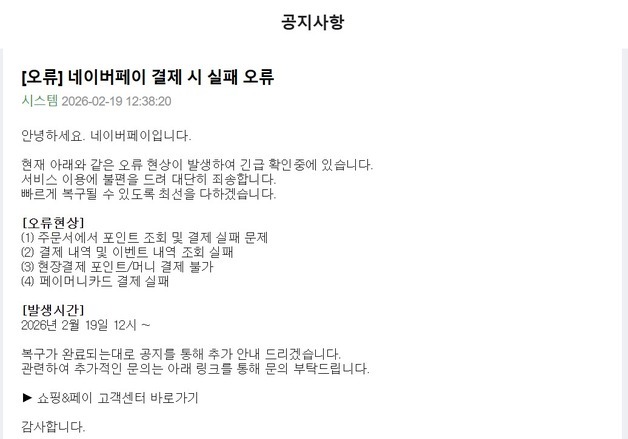 "하필 점심 밥값 낼 시간에"…네이버페이, 12시부터 결제 먹통