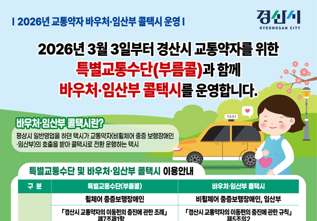 경산시, 3월부터 '교통약자 바우처·임산부 콜택시' 운행