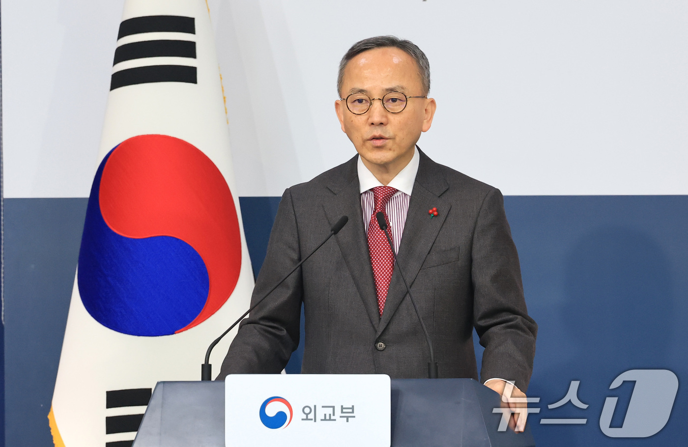 (서울=뉴스1) 임세영 기자 = 박일 외교부 대변인이 19일 서울 종로구 외교부 청사에서 정례브리핑을 하고 있다. 2026.2.19/뉴스1