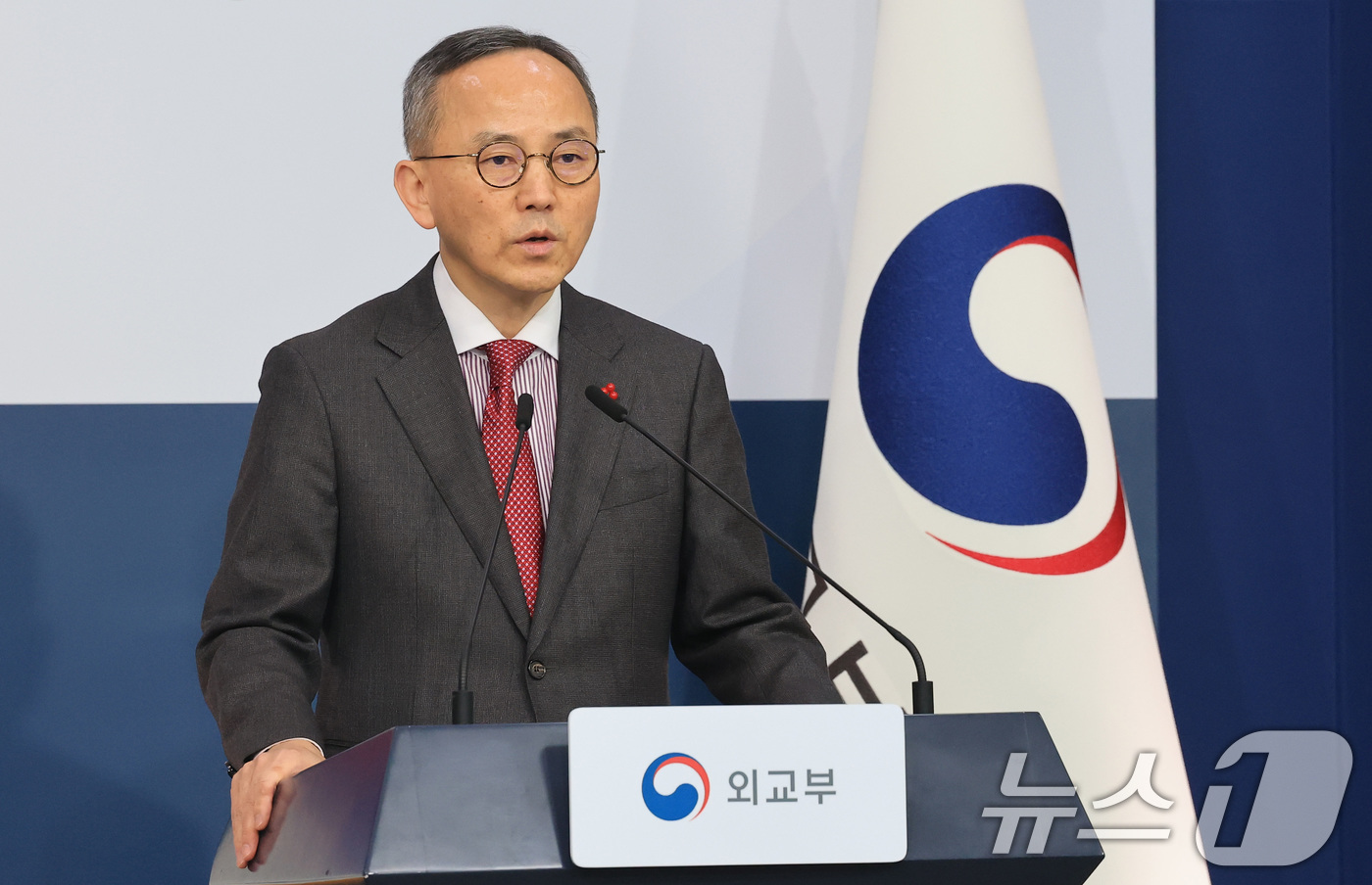 (서울=뉴스1) 임세영 기자 = 박일 외교부 대변인이 19일 서울 종로구 외교부 청사에서 정례브리핑을 하고 있다. 2026.2.19/뉴스1