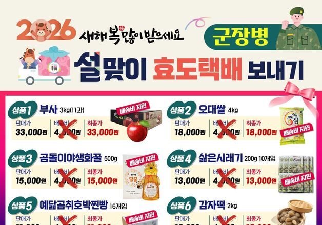 양구군, 군 장병 효도 택배 보내기 지원사업 추진