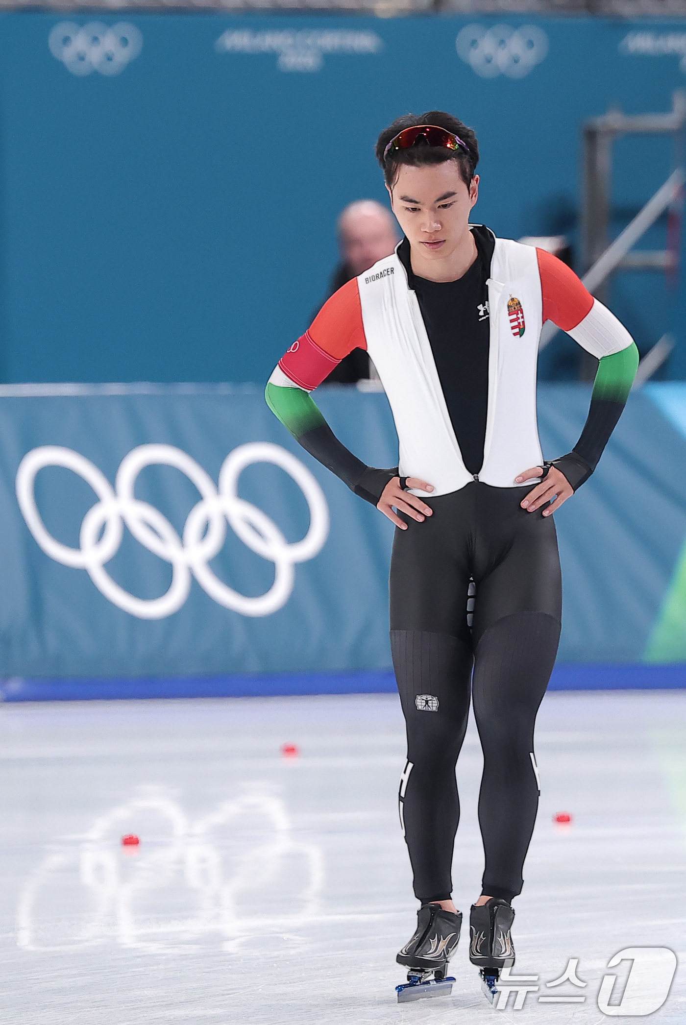 (밀라노=뉴스1) 김성진 기자 = 헝가리로 귀화한 스피드스케이팅 김민석이 19일(현지시간) 이탈리아 밀라노 스피드스케이팅 스타디움에서 열린 스피드 스케이팅 남자 1500m에서 레이 …