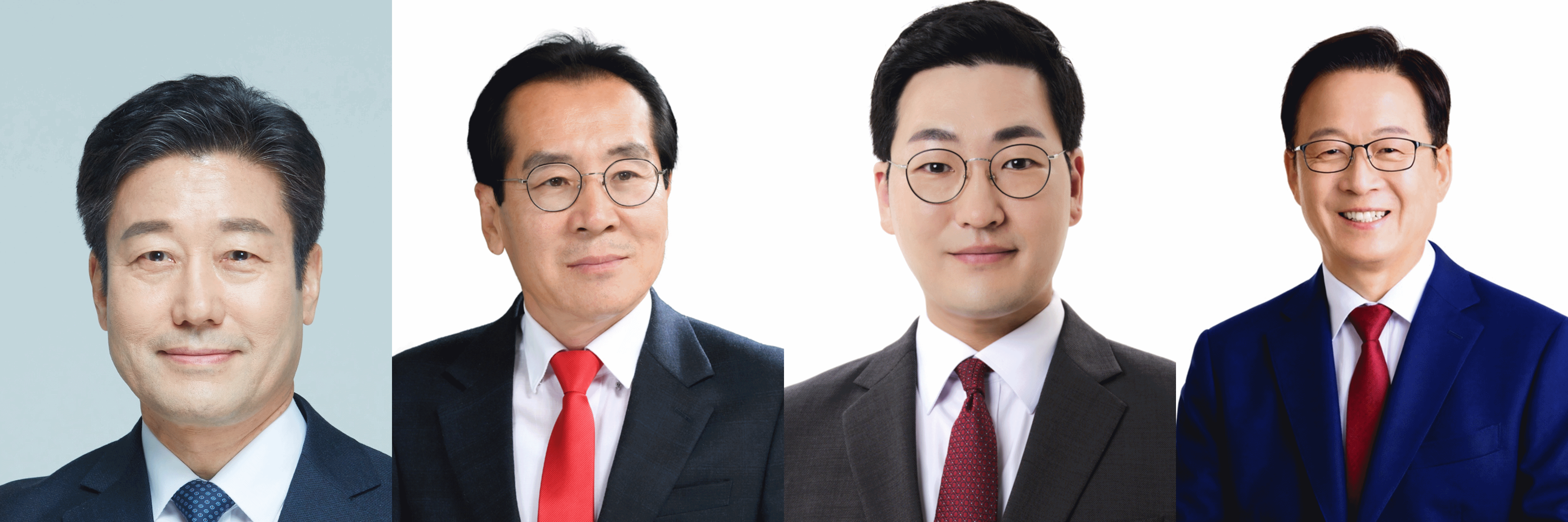 본문 이미지 - (왼쪽부터) 더불어민주당 노승일 전 지역위원장, 국민의힘 김상규 전 충북과학기술혁신원장, 이동석 전 대통령실 행정관, 정용근 충주인구와미래포럼 대표.(중앙선관위 제공. 재판매 및 DB금지)/뉴스1  