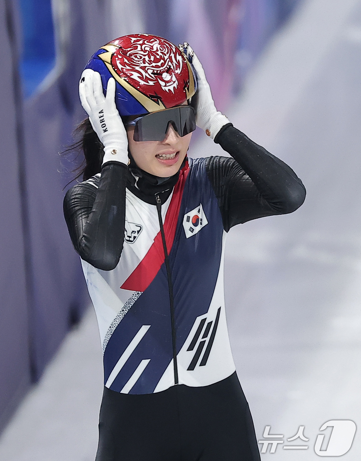 (밀라노=뉴스1) 김성진 기자 = 쇼트트랙 김길리가 20일(현지시간) 이탈리아 밀라노 아이스 스케이팅 아레나에서 열린 2026 밀라노·코르티나담페초 동계올림픽 쇼트트랙 여자 150 …