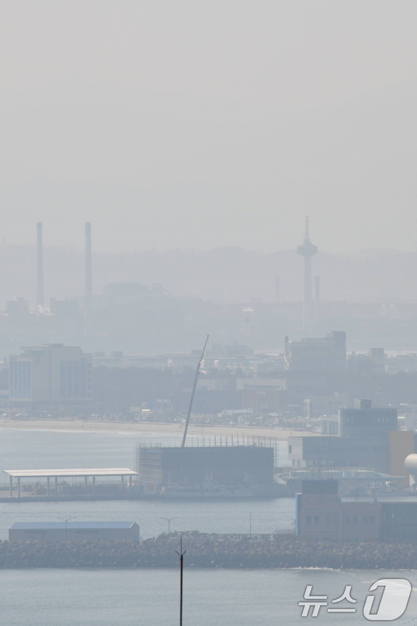 (포항=뉴스1) 최창호 기자 = 21일 경북 포항시 전역이 희뿌연 초미세먼지에 덮여있다.이날 포항지역 초미세먼지 농도는 36㎍/m³으로 나쁨 수준이다. 2026.2.21/뉴스1